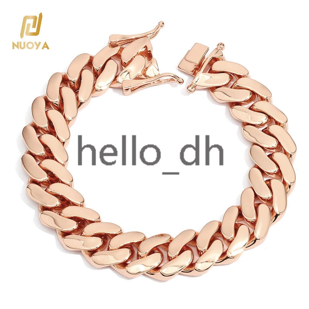 10/12/15/19/22mm Heavy Miami Cuban Link Chain Rose Gold Plated Brass Hip Hop Jewelry moissanite Bracelet Gift