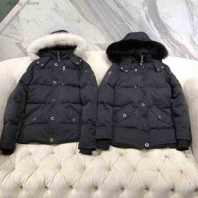 Down jacket mens fur collar parka winter waterproof white duck coat cloak fashion men and women couples moose casual version to keep warm BK8Z si