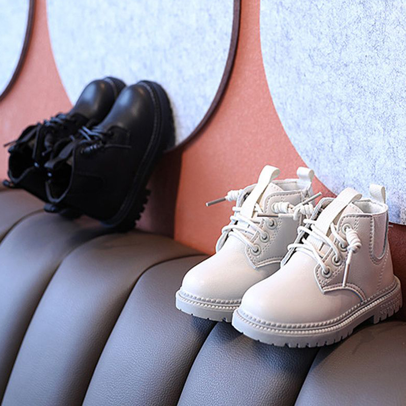 Kids Leather Boots Waterproof Children Sneakers Boots Walkfashion for Baby Girls Boots Toddler Boys Shoes School Party Sizes 21 - 30 W0371