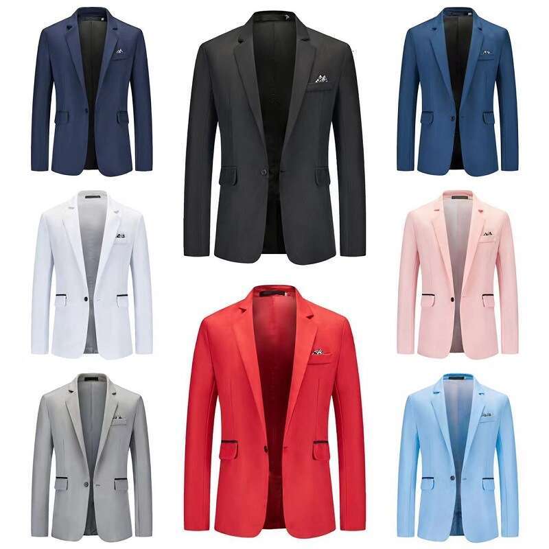New Men's Slim Fit Single-Breasted Suit Youth Fashion Casual Wedding Banquet Jacket B5