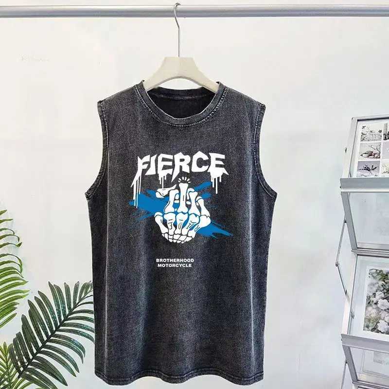 American Vintage Washed Man Sleeveless Shirt Graphic Mens Tank Top Summer Y2k Clothes Gym Vest Oversized T Shirts Streetwear X250821