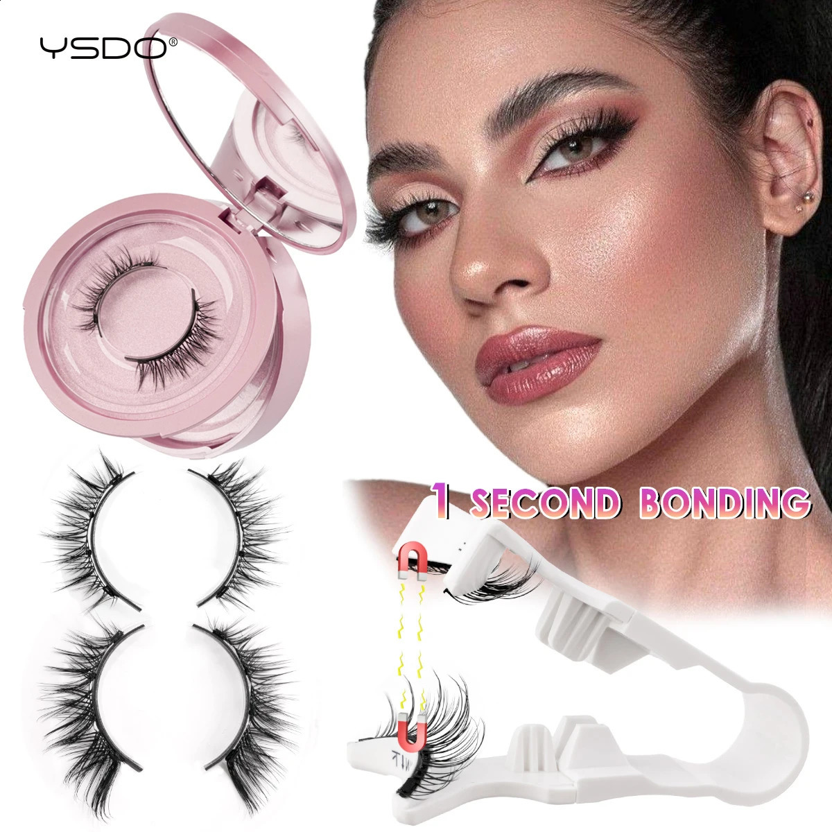 YSDO 1/2 Pairs/Box Magnetic Eyelashes Natural Long Faux 3d Mink Eyelashes Professional No Glue Magnetic False Lashes Tweezer Set 250819
