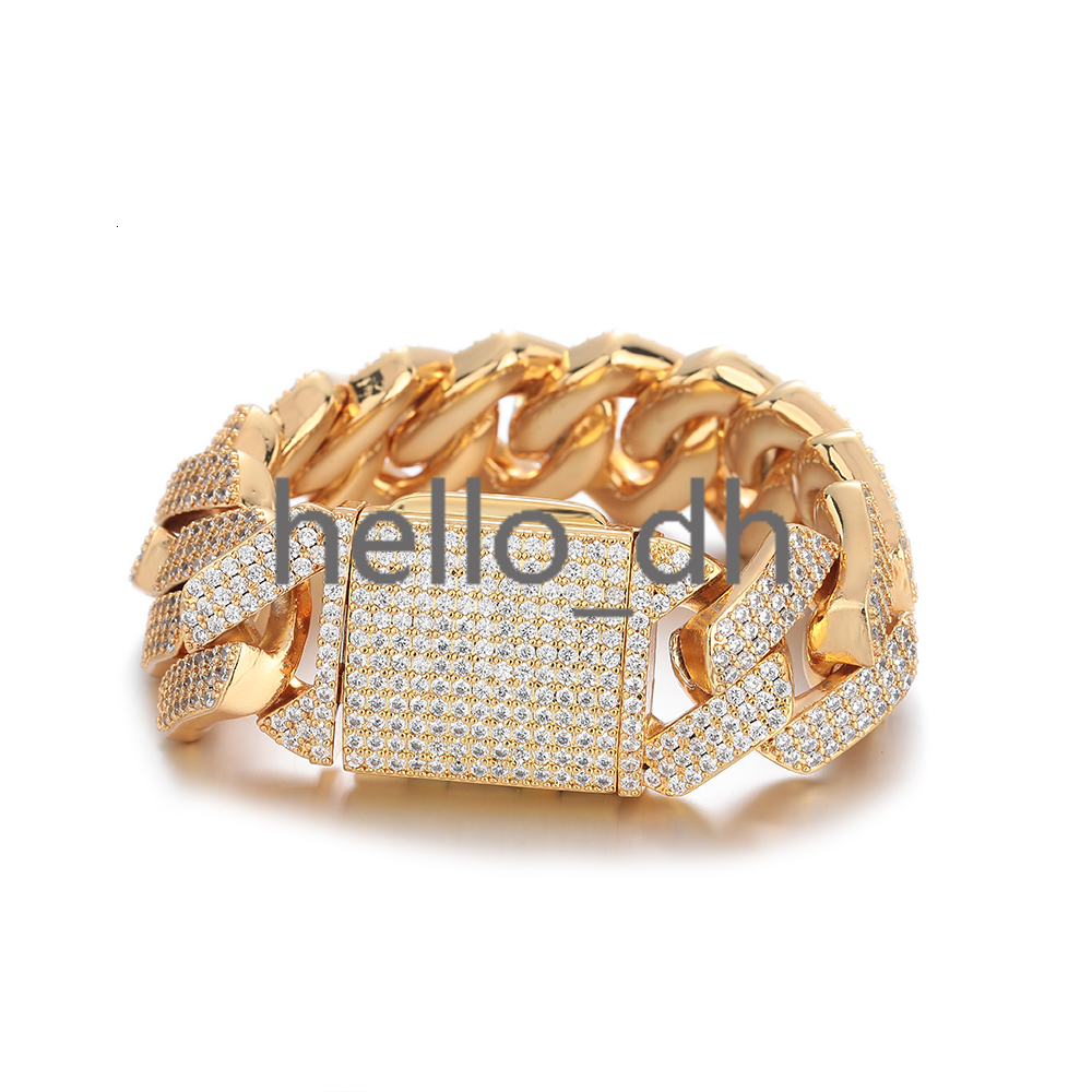 25mm Full Iced Out Gold Silver Cuban Chain Fashion Design Fine Jewelry Miami Cuban Link Bracelet with moissanite HipHop Style