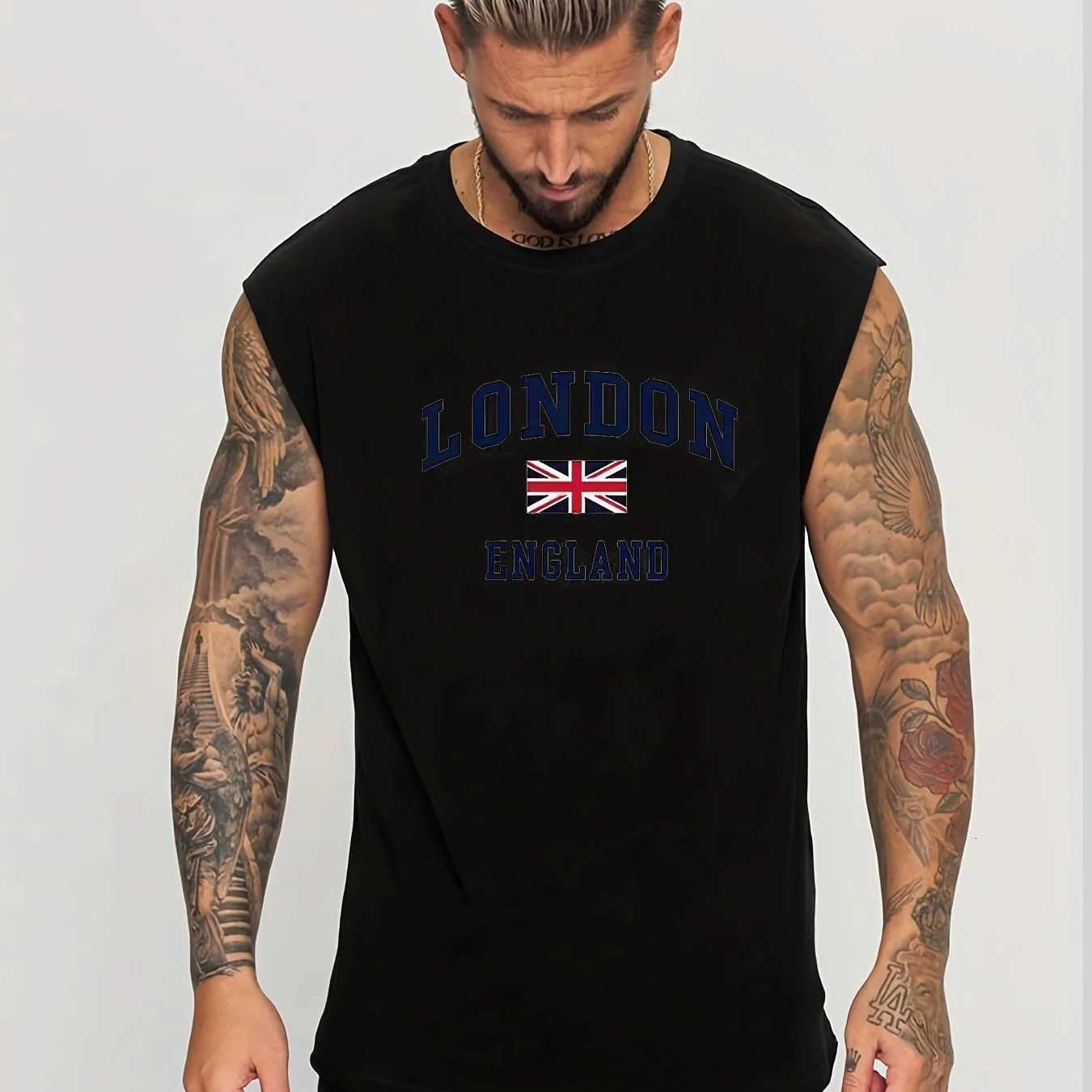 Mens Summer Casual Sports Fitness Loose MILANO ITALIA Printed Comfortable and Breathable Round Neck Sleeveless Vest X2508211