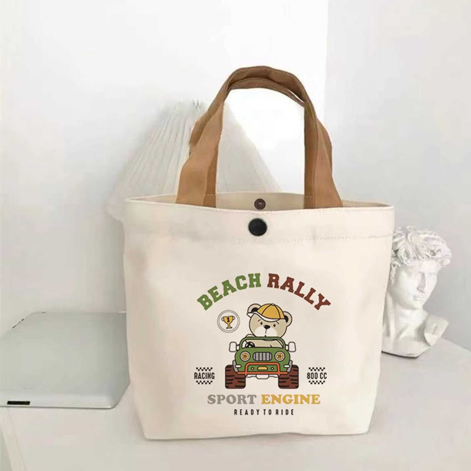Sac fourre-tout sur toile pour école Cartoon Pattern Boîte à lunch Boîte à main Étudiant Sac à main durable Pouche du transporteur pour femmes et