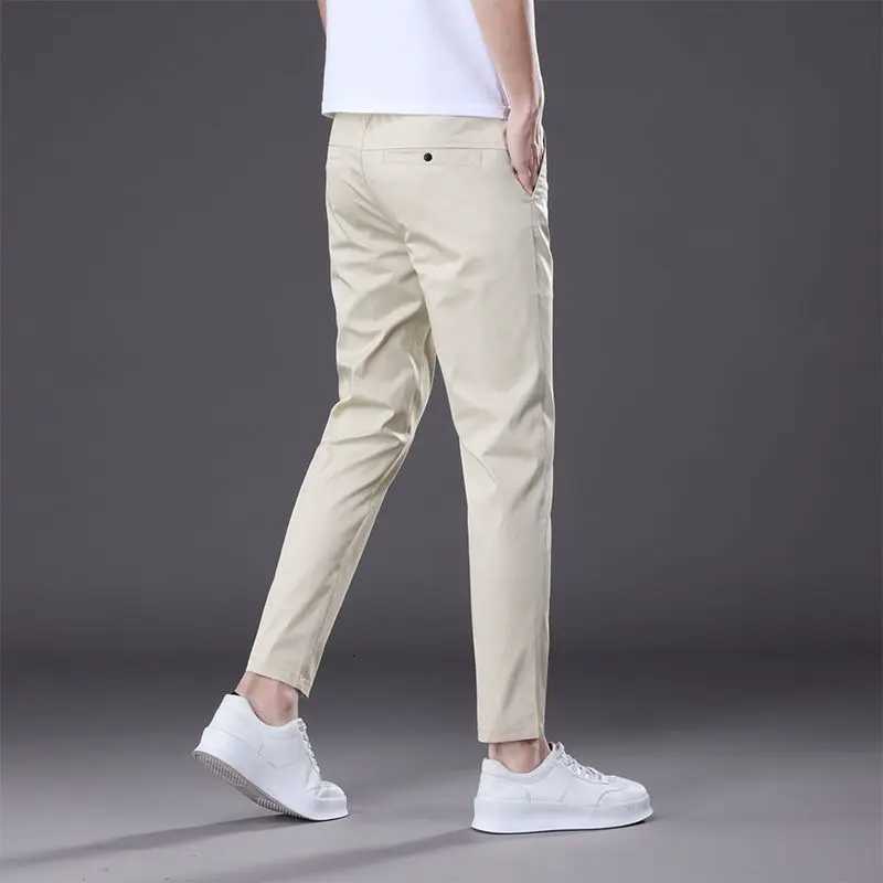 2025 New Summer Ankle-Length Pants Men Straight Fit Fashion Thin Brand Clothing Solid Color Casual Trousers Male 28-38 XJ250821