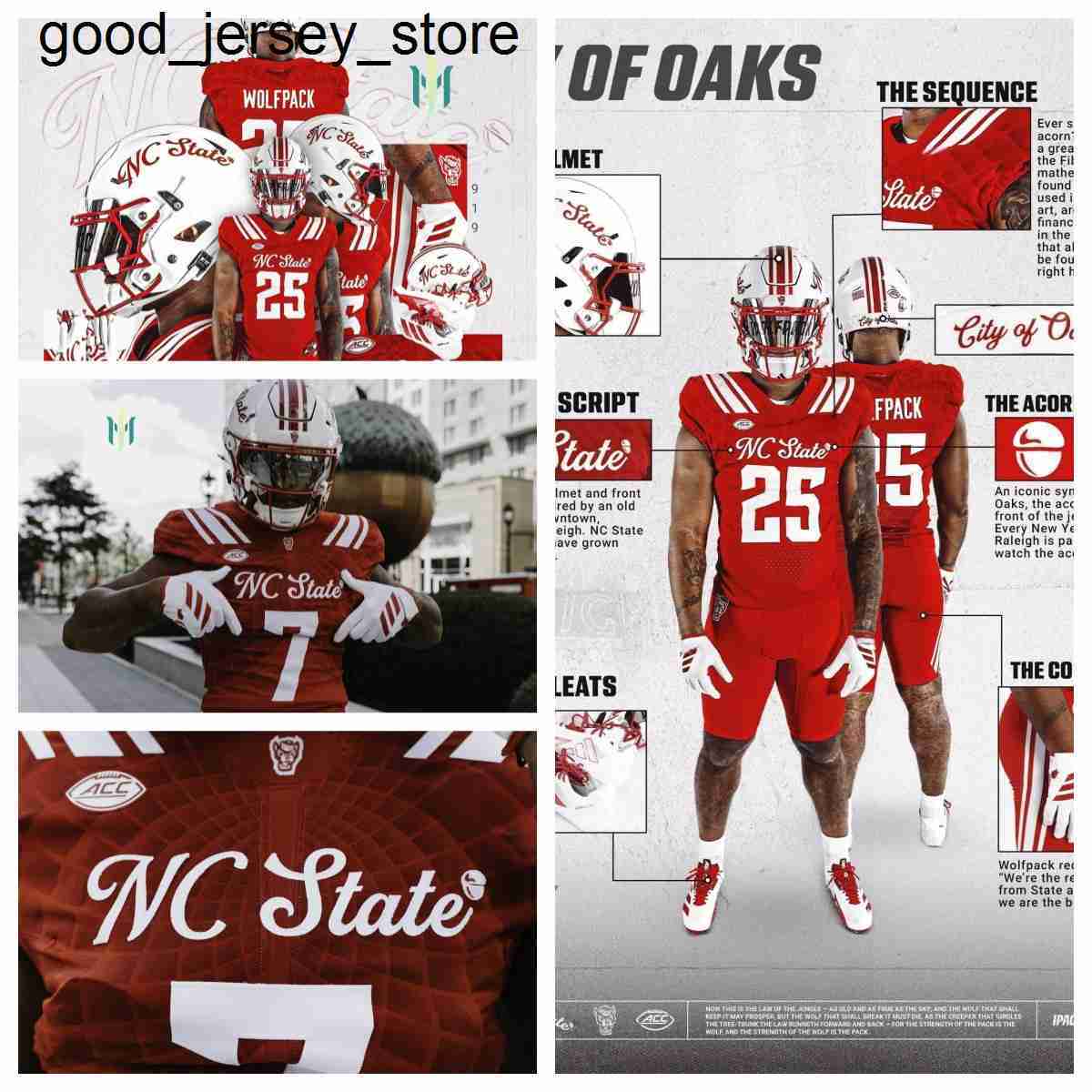 2025 NC State THE CITY OF OAKS CUstom Football Jersey - all Stitched Mens women Youth Porter Rooks DJ Collins Micah Crowell Savion Jackson Payton Wi