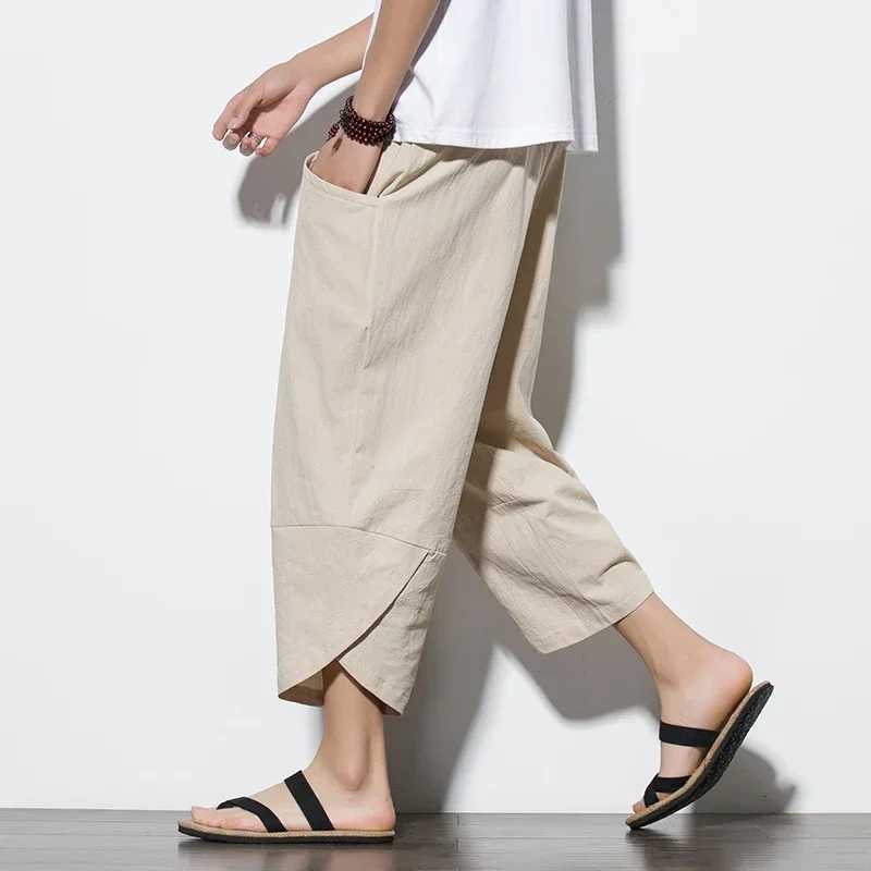 Hot Sales Summer Shorts Mens Chinese Style Cotton Linen Harem Pants Men Breathable Beach Casual Calf-Length Trousers Comfortable XJ250821