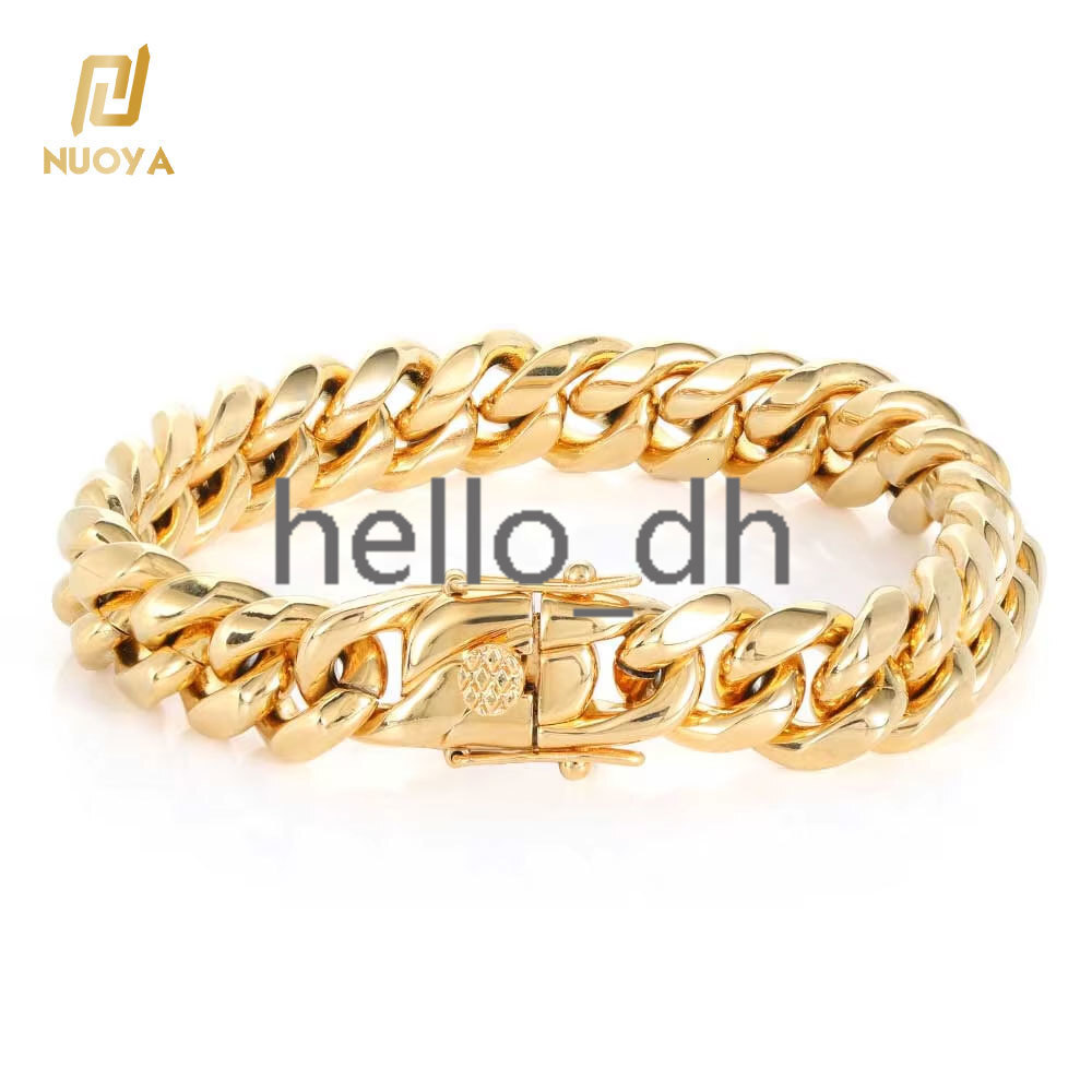Hip Hop 8mm Cuban Link Bracelet 18k Gold Plated 925 silver 925 silver Cuban Bracelet for Mens Fine Jewelry