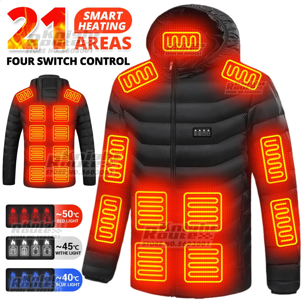 21 Areas Heated Jacket Winter Mens Womens Motorcycle Jacket USB Electric Heating Jacket Heated Vest Moto Thermal Clothing Coat250821