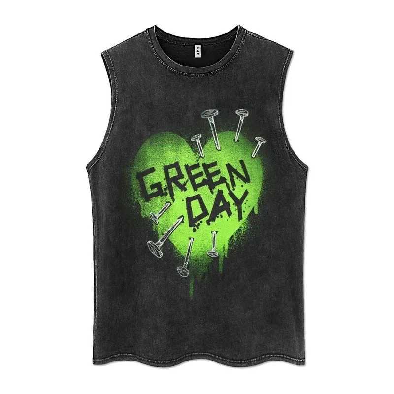 2024 Summer Mens Vintage Sports Vest Anime Eye Print Tops Tops Street Casual Loose sans manches