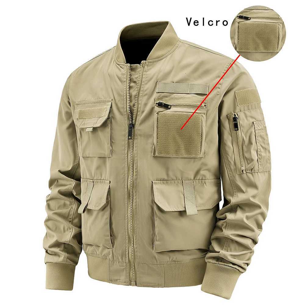 Spring and Autumn New Mens Jacket Solid Color Multi-Pocket Zipper Jacket Fashion Simple Casual Versatile Mens Clothing W250821