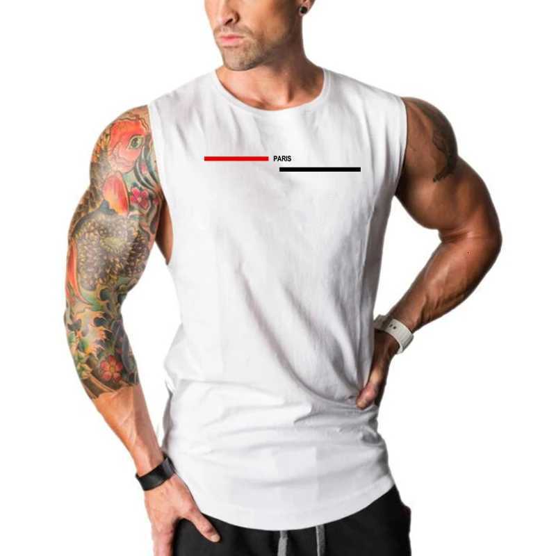 Paris Fashion Mens Tops Tops Summer Cotton Gym Combulaçant Body Body Sans mangers Fitness Fitness Breathable Casual Sports Gest X250821