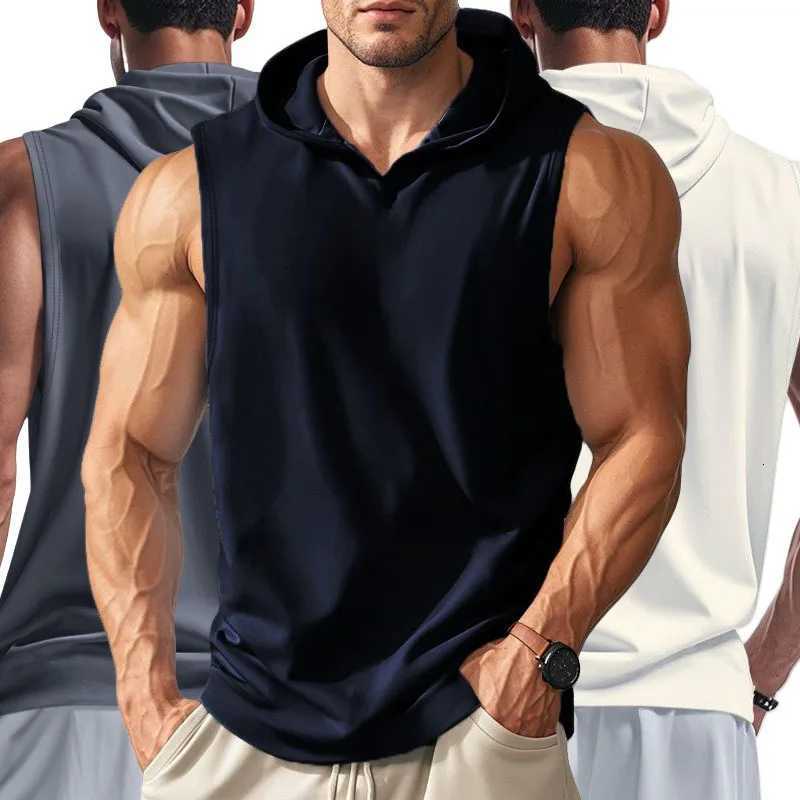 2025 Summer Mens Basketball Running Training Hooded Sleeveless Fitness Top Fashionable Loose Quick Drying Sports Tank Top X250821