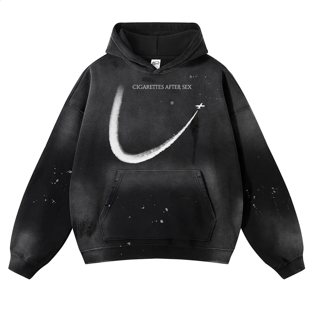 Splash Ink Wash détruit Sweat à capuche Ins Gradient High Street Retro Trend Men and Women Sweat-shirt de mode lâche 250819