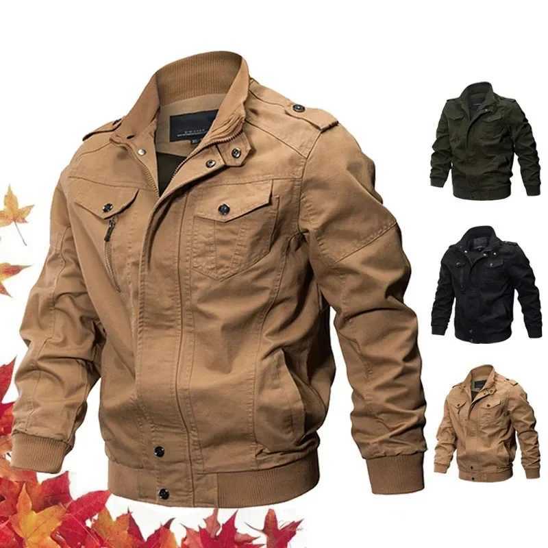 Motorcycle Military Bomber Jacket Men Spring Autumn Motor Casual Multi-Pocket Pilot Jackets Male Army Cargo Flight Mens Coat W250821