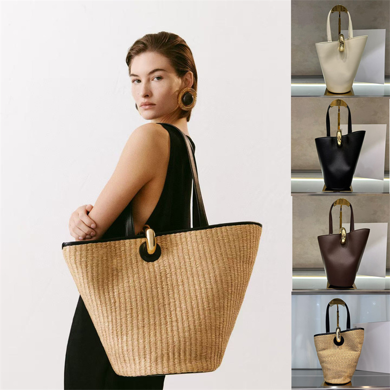 Designer Summer Bucket Bag Wove Black Handbag Classic Women Shoulder Crossbody Bags Tote Shopping Messenger Satchel Vintage Metal Handbag Purses Lux