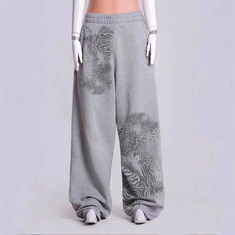 Street Casual Leopard Print Sweatpants Autumn Winter Unisex Loose Trendy Joggers B5