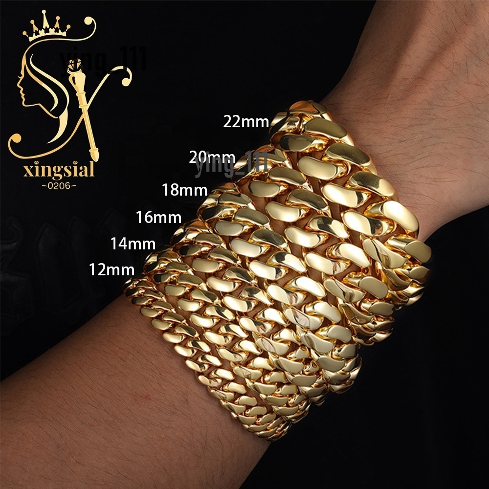 Hight Quality Rapper Men 5A Moissanite 10mm-22mm Miami Cuban Link Chain Iced Out Buckle Hip Hop Bracelet Brass Cuban Chain