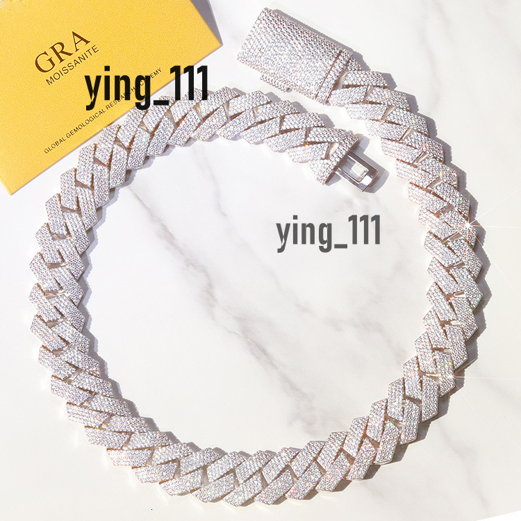 Custom Heavy Solid Silver Sterling Chain 20mm 4rows Setting Hip Hop Link GRA Certificate Iced Out Moissanite Men Cuban Jewelry