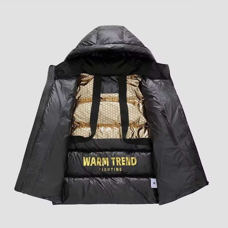 Coton Unisexe hiver noir or haut de gamme haut-remplissage à la veste à l'épreuve du froid à capuche courte extrêmement froide B5