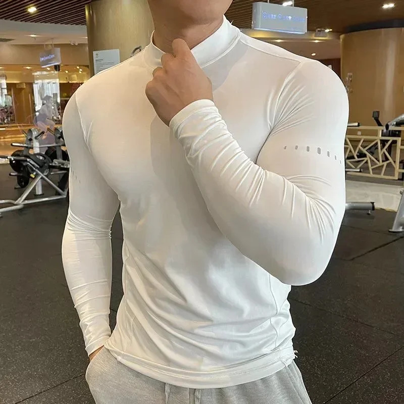 Gym T Shirt Mens Long Sleeve Compression Quick Dry Training Top Male Muscle Workout Running Clothing 250820