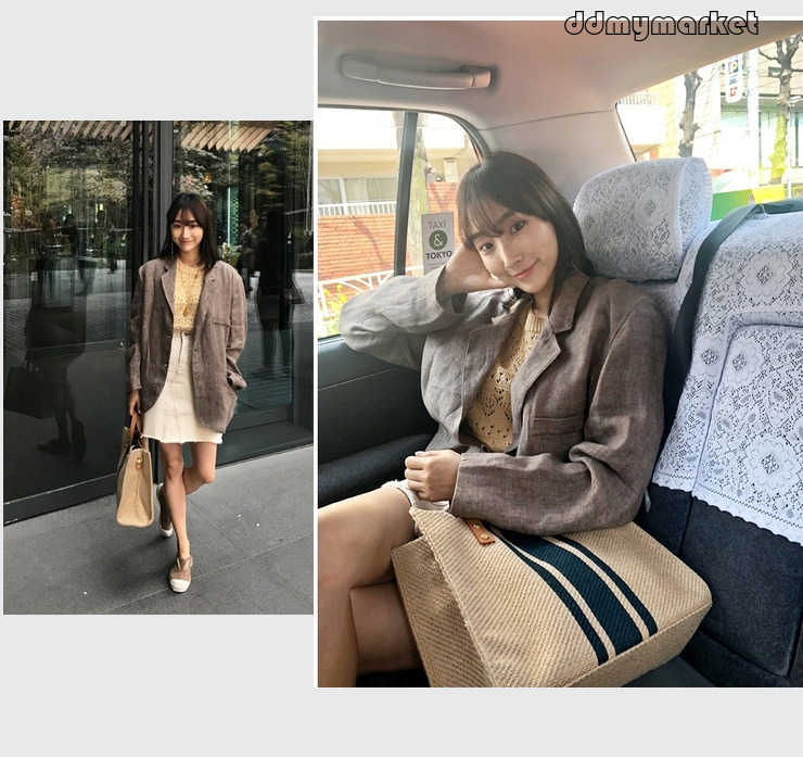 Ddmymarket Korean Style Women's Handheld Briefcase OL Single Shoulder Business Commuter Striped Simple Square Canvas Large Bag
