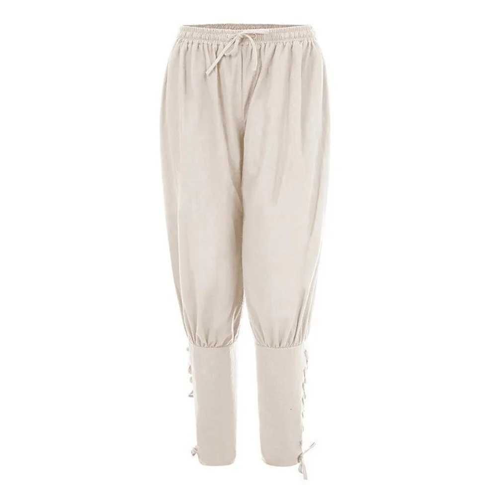 Pantalon décontracté pour hommes Nouveaux pantalons de cordon d'été pantalon pirate médiéval coton et pantalon de street en lin XJ250821