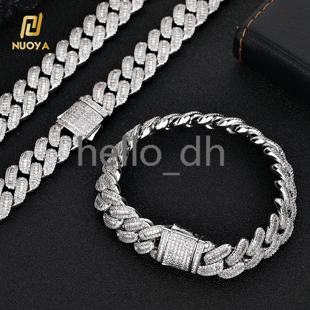 Hip Hop Jewelry 18K Gold Plated Iced Out Cuban Link Chain Micro Pave Shiny Diamond Cuban Link Bracelet for Women