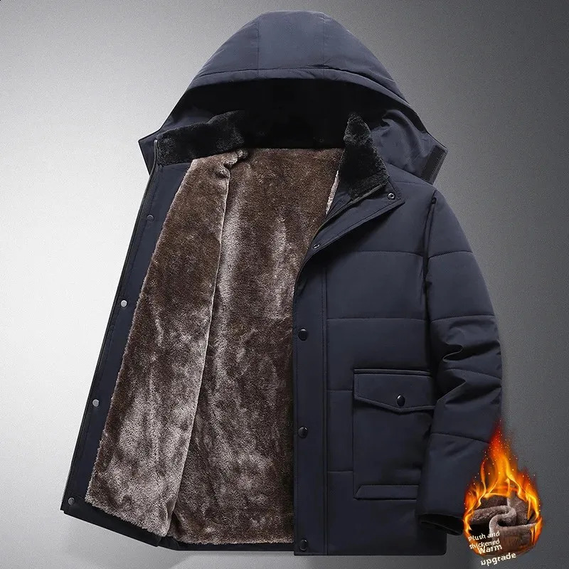 Veste à capuche en coton à la toison épaissie Veste à capuche polyvalente en coton chaud de la longueur médiane décontractée pour l'âge moyen et