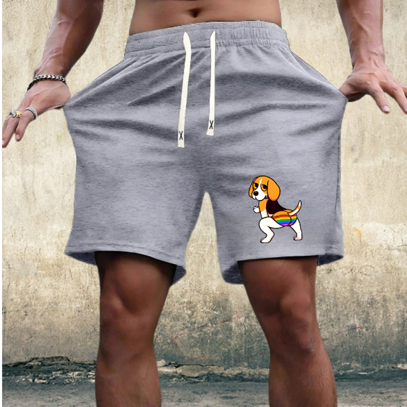 1352 Summer Wholesale Customizable Large Size Men's Casual Elastic Knitted Shorts Mid-Waist Breathable Boxer Pants Hot Drawstring Printed