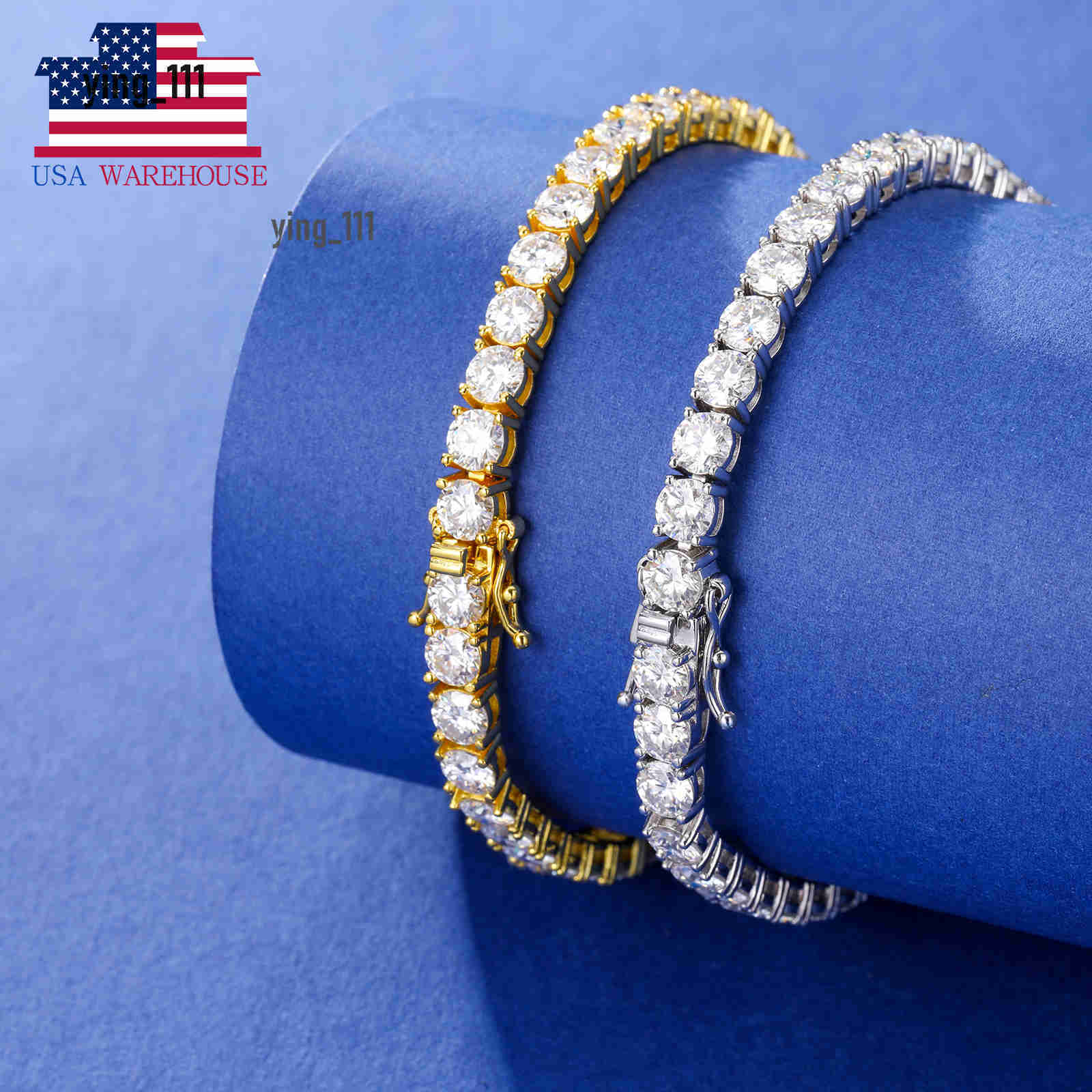 Local US Stock Hot Sale Womens Jewelry 3mm-5mm 925 Sterling Silver VVS Moissanite Diamond Tennis Bracelet for Men Women