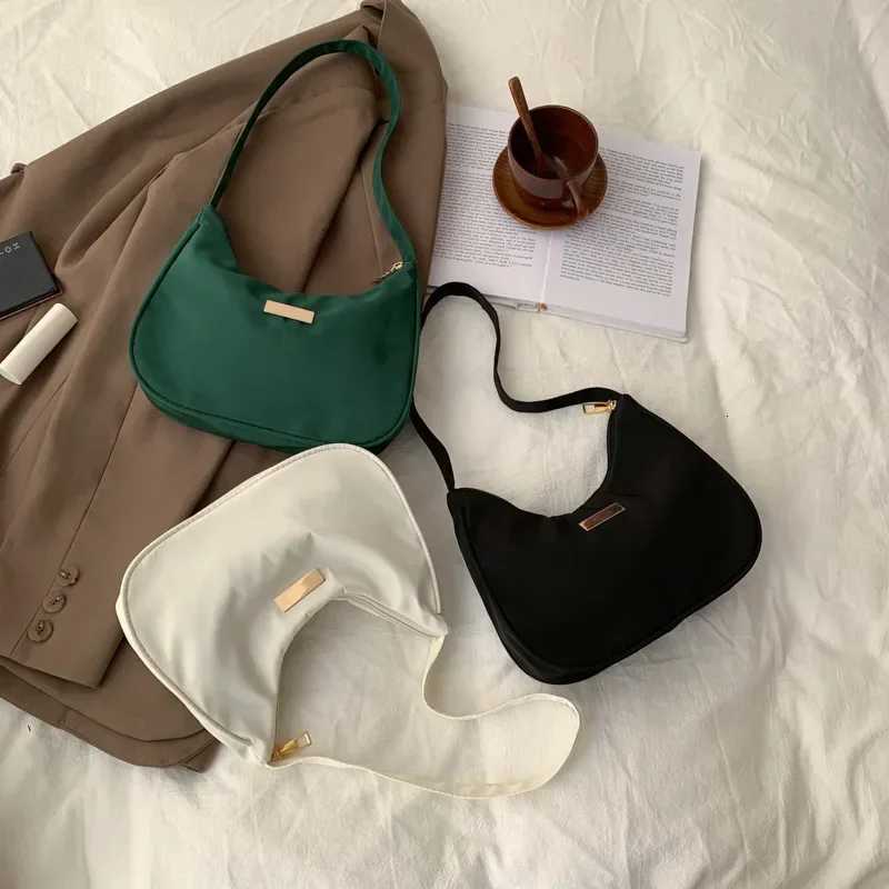 Womens Nylon Half Moon Handbag Luxury Designer Underarm Shoulder Tote for Ladies Lightweight Shopper Purse XJ250821