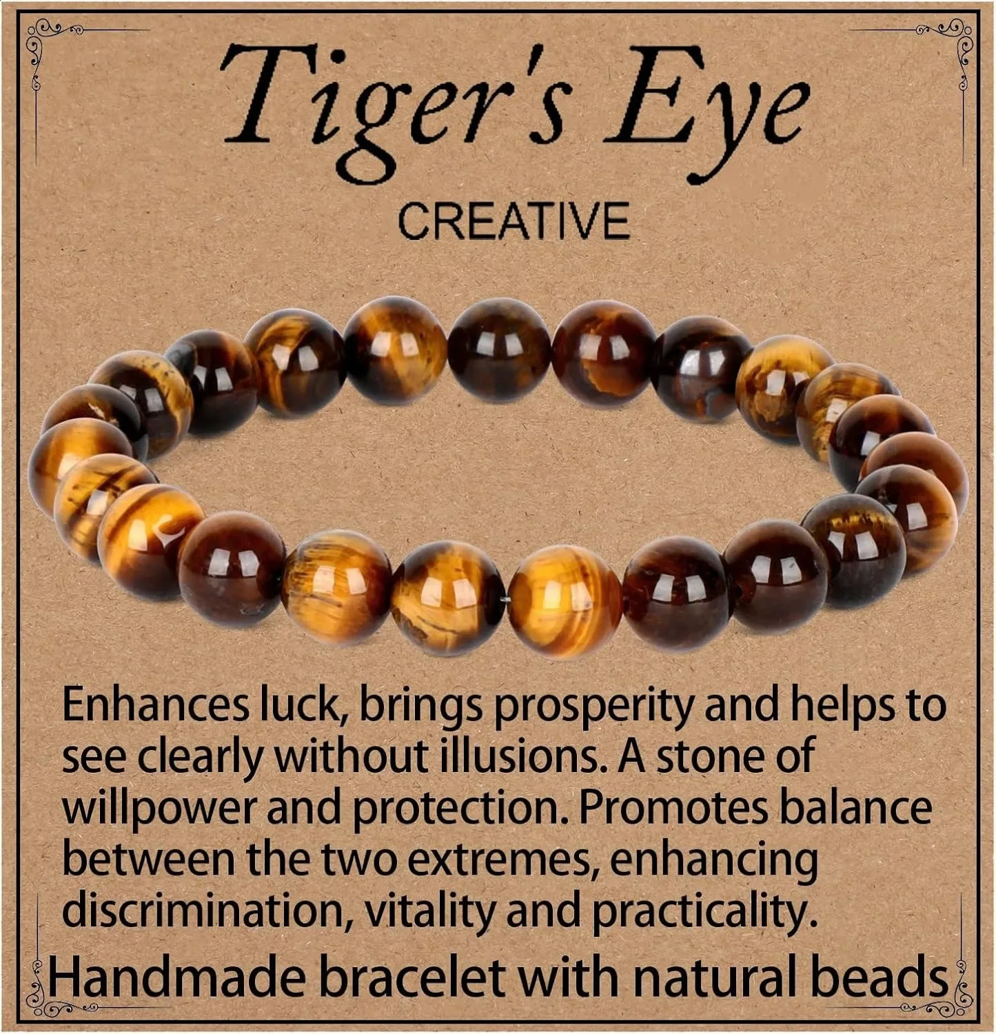 {Rich et Fortune} bracele de tigre à l'œil tigre de bracelet de pierre précieuse naturelle Bracelet élastique perles de pierre en pierre de bijou