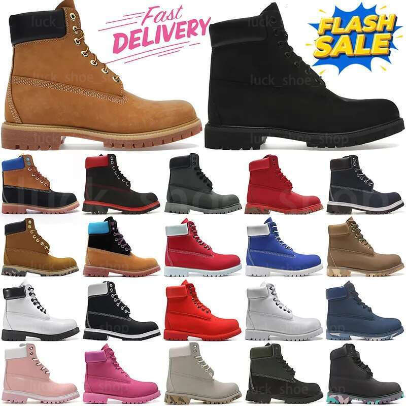 Designer Martin shoes Outdoor Orange Boots Cowboy Blue Black Pink Hiking Water Booties Men Women Winter Shoes Tan Bottom Platform Ankle Boot