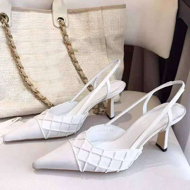 Pearl Decoration Slingback Sandals Sexy Pointed Toe Thin Heel Buckle Strap New Arrivals Fashion Women Modern Shoes
