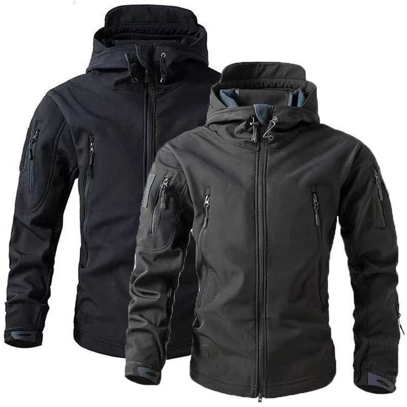 Mens Winter Fleece Sharkskin Tactical Outdoor Jackets Camping Hiking Trekking Hunting Fishing Climbing Cargo Hoodie Coat W250821