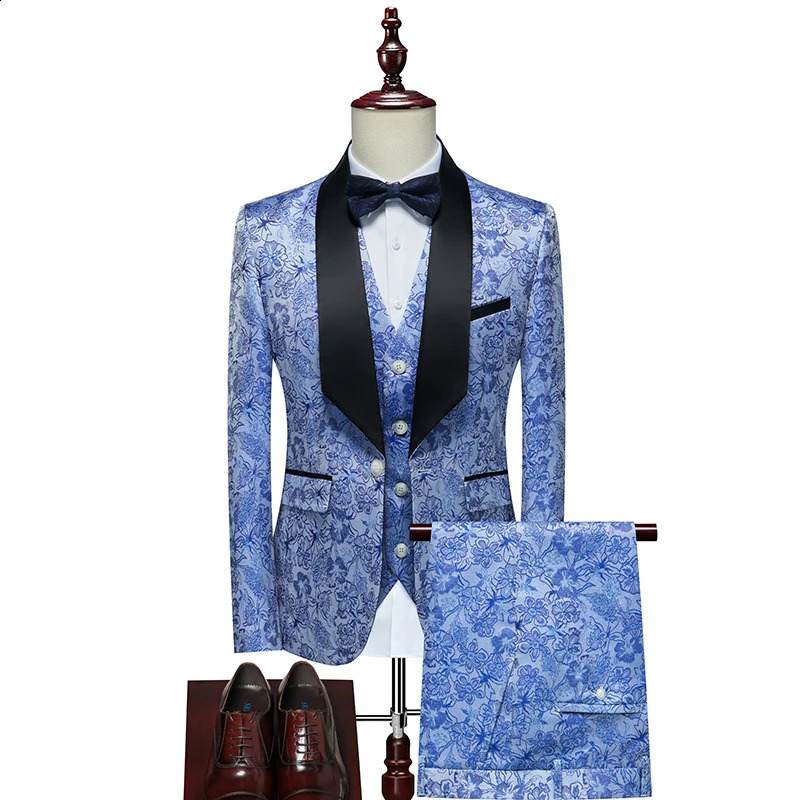 Mens Evening Dress Bridegroom Suit British Wedding Business Casual Fashion Threepiece Set with Vest And Trousers Sizes M6XL 250821