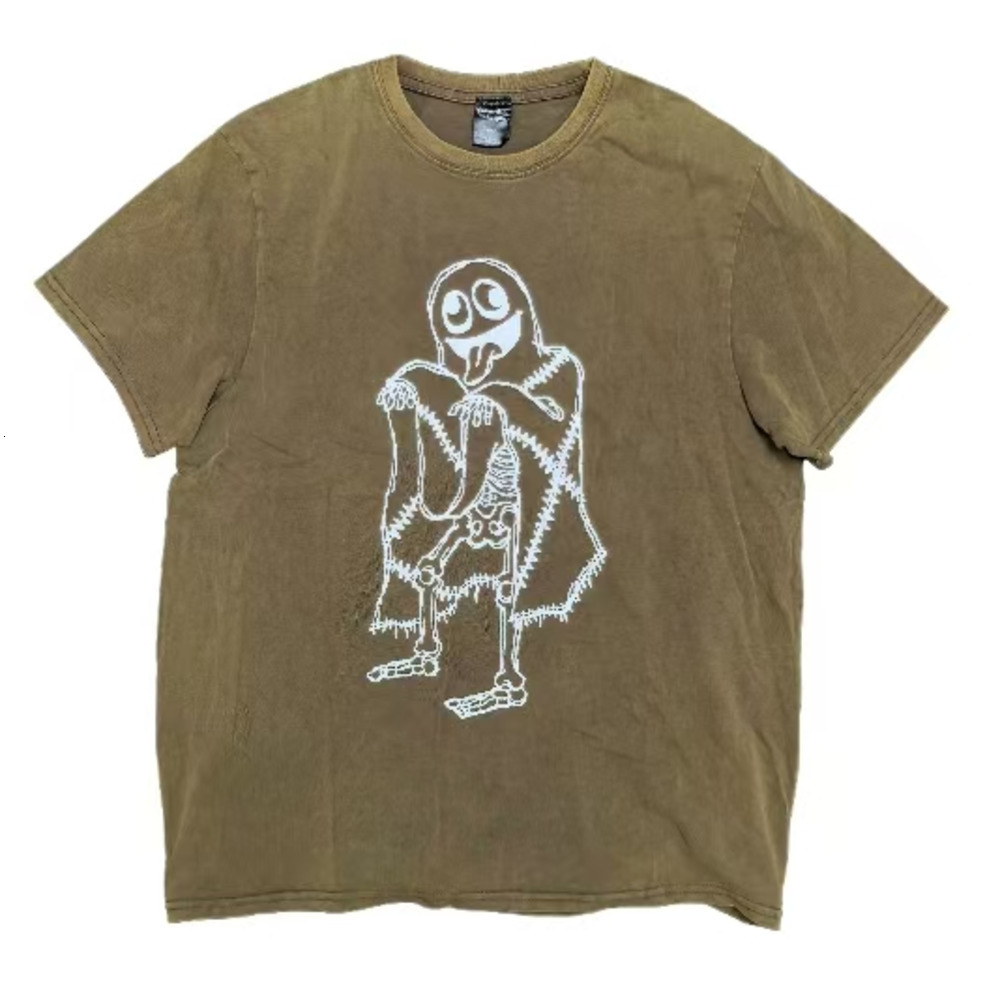 Men's T-Shirts Lmyer Number Nine Archive Skull Witch Washed Vintage Loose T-Shirt Short Sleeve Ins Style