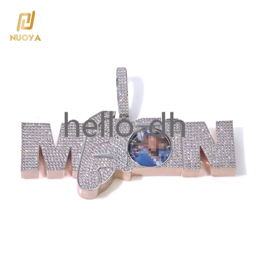 Pendre de lettre personnalisée lourde Bijoux en laiton plaqué en or rose avec Moissanite Moisaniteia Pendent personnalisé pour les hommes