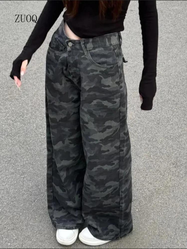 Men's Jeans 2025 American Casual Camouflage Pants Women Retro Loose Lazy Style Wide Leg Denim Cargo Woman