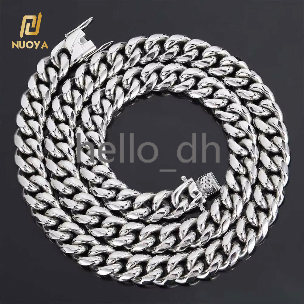 High Polish 10mm 925 silver 925 silver Cuban Link Chain Silver Hip Hop Necklace for Men and Women Fine Jewelry