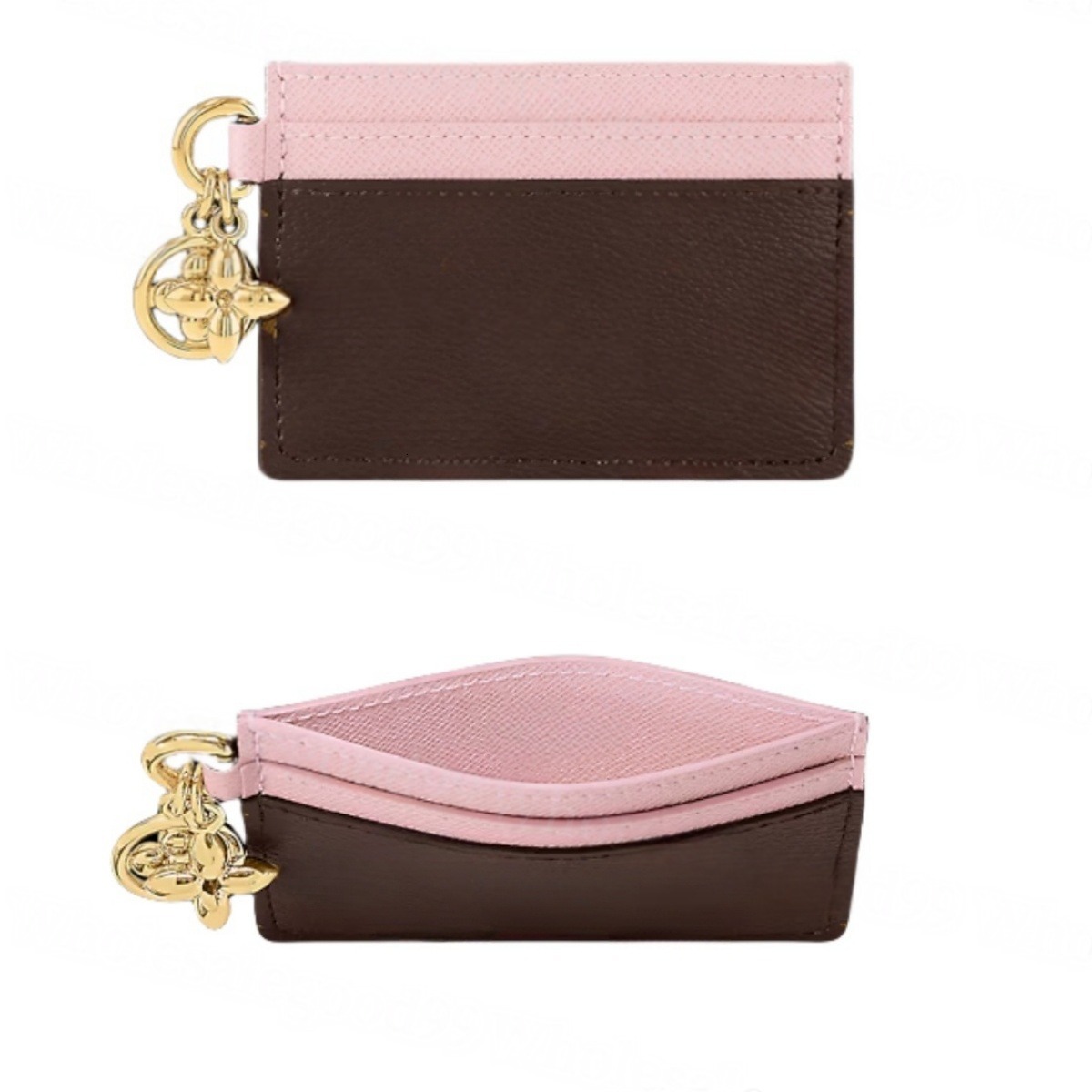 Free ship Designer bag charm Womens Men pink holder keychain Sac coin purse leather cardholder Mirror quality id card mini wallet key pouch With box