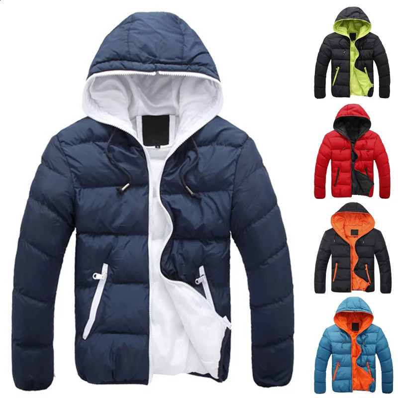 2024 Mens Casual Jacket Cotton Parka Coat Autumn Winter Thin Hooded Cotton Padded Jacket Windproof Outdoor Travel Outwear250821