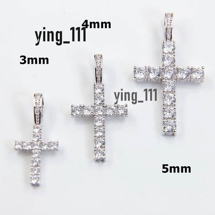 Vvs Moissanite Cross Pendant Factory Wholesale Round Brilliant Cut Diamond 3mm 4mm 5mm 925 Silver Hip Hop Pendant Jewelry