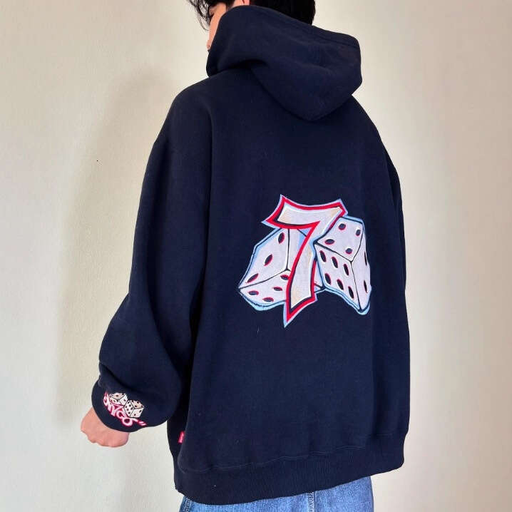 Autumn Winter Men And Women Hooded Pullover Sweatshirt Sports Harajuku Hip Hop Cartoon Dice Loose Top B5