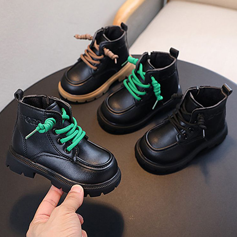 Enfants en cuir bottes filles garçons automne hiver nouveau mode britannique Walkfashion décontracté pour tout-petit confort