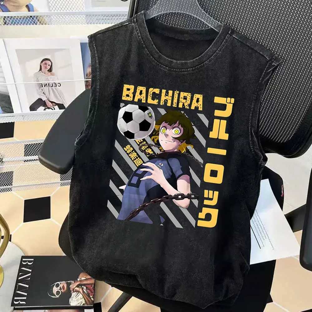 T-shirt pour hommes Blue Lockke Manga Print Graphic Tops Tops Gym Vintage Vintage surdimensionné sans manches Vers les femmes Y2K Vêtements x2508