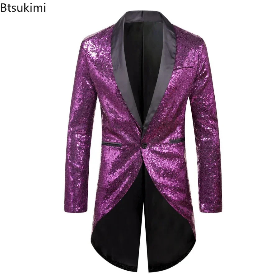Mens Tuxedo Chic Style Male Jacket Tops y Sequin Glitter Suits Blazer Men Party Stage Prom Singer Dancer Jackets Coats 250821