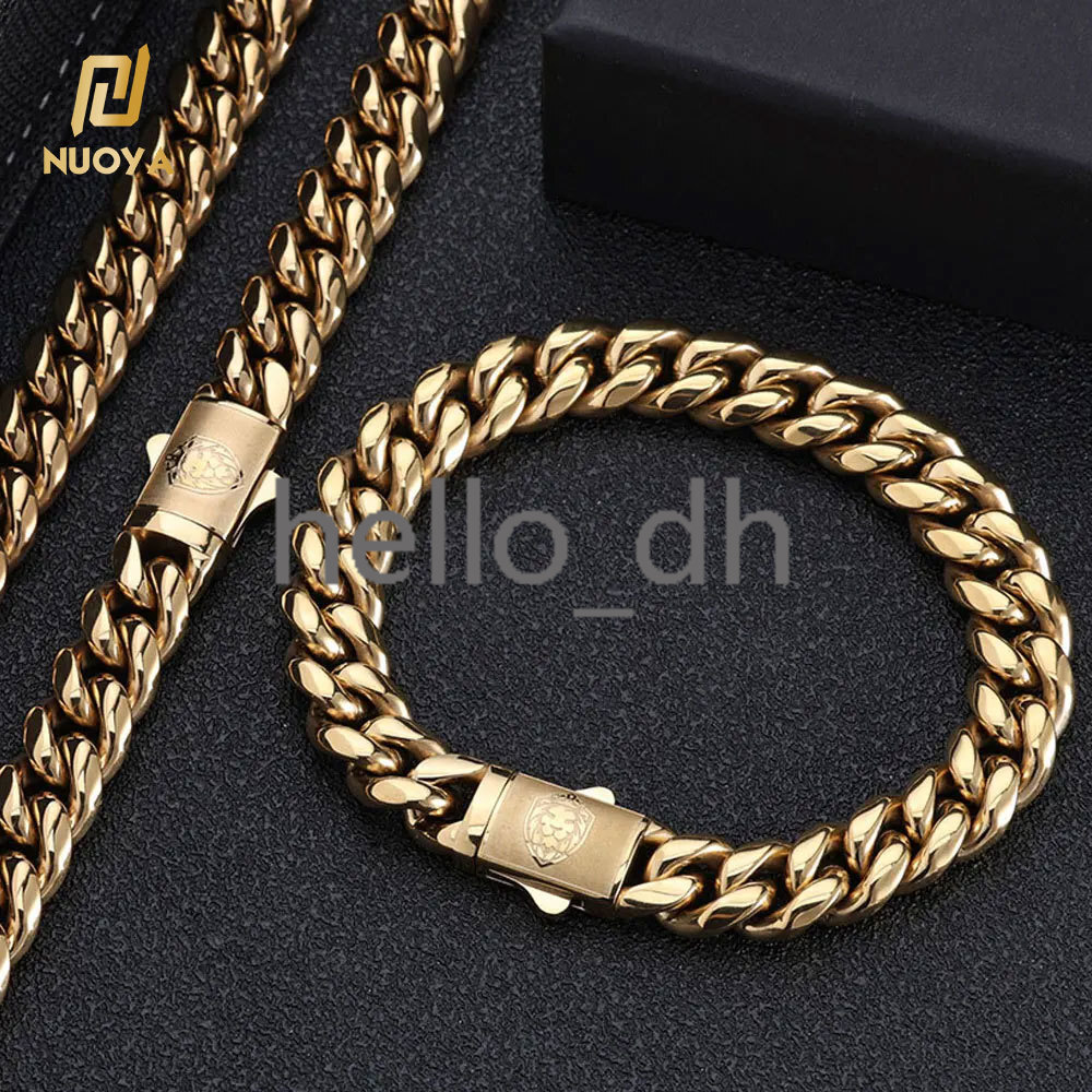 High Quality 8/10/12mm Hip Hop 925 silver 925 silver Cuban Chain Personalized Custom 14k 18K Gold Miami Cuban Link Necklace